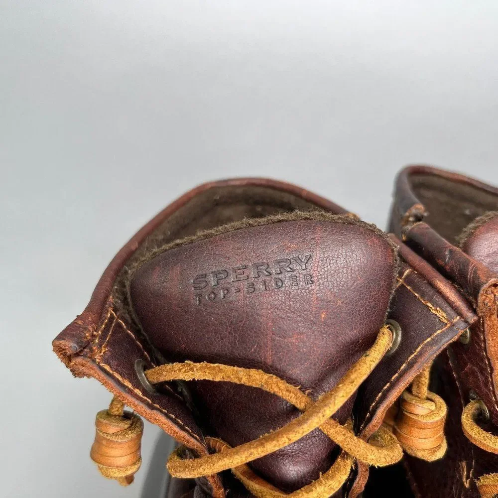 Sperry Women's Size 7.5 Saltwater Brown Leather Duck Boots‎